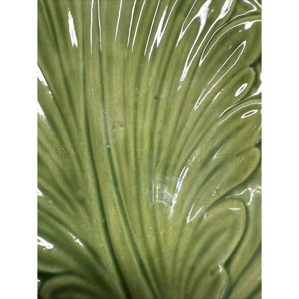 VINTAGE Ceramic ~HOLLAND MOLD Green LEAF CANDY DISH Hand Made. - Picture 5 of 12